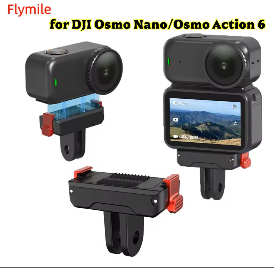 Quick-release Adapter Mount for DJI OSMO NANO/ Action 6 Dual-Claws Base Extension Bracket for DJI OSMO NANO/Action 6 Accessory​