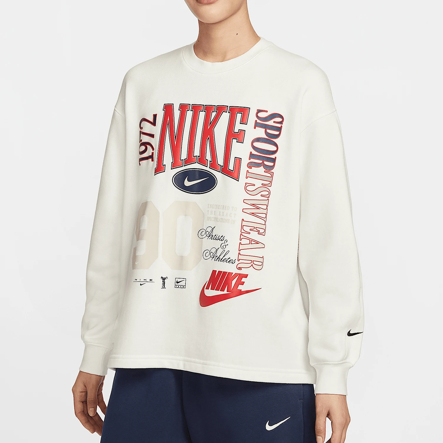 

Nike genuine New Women's Fashion Minimalist Round Neck Hoodie Sweatshirt HF9492-133