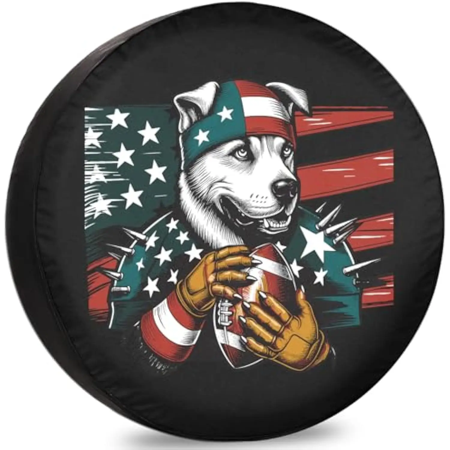 

American Football Pitbull Dog Tire Cover Camper RV Trailer Spare Wheel Protector Durable Vinyl Protector