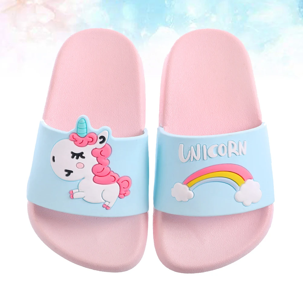 

Soft Sole Anti Slip Kids Slippers Unicorn Cartoon Comfortable Lightweight Non Slip Bottom PVC Material Home Outdoor Use