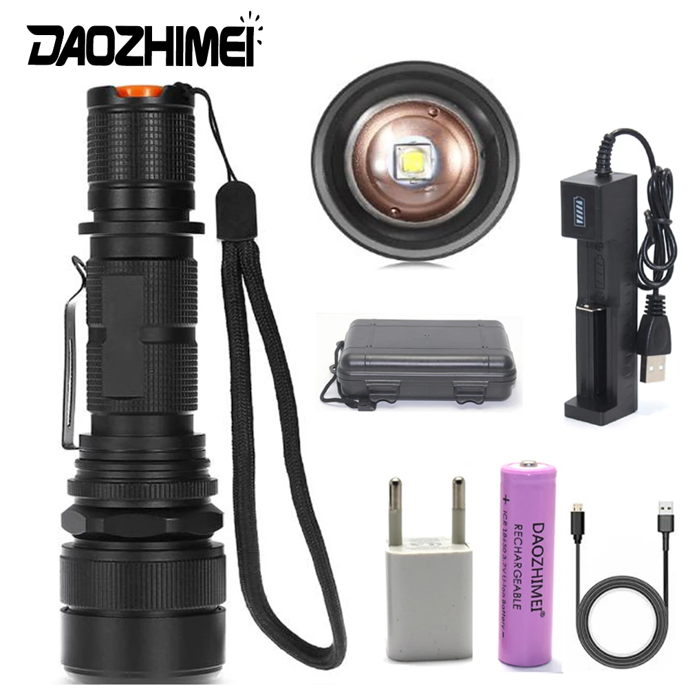 

L2 Hunting Flashlight 5 Mode Tactical LED Flash Light Zoom Torch USB Rechargeable waterproof Headlamp 18650 lighting light