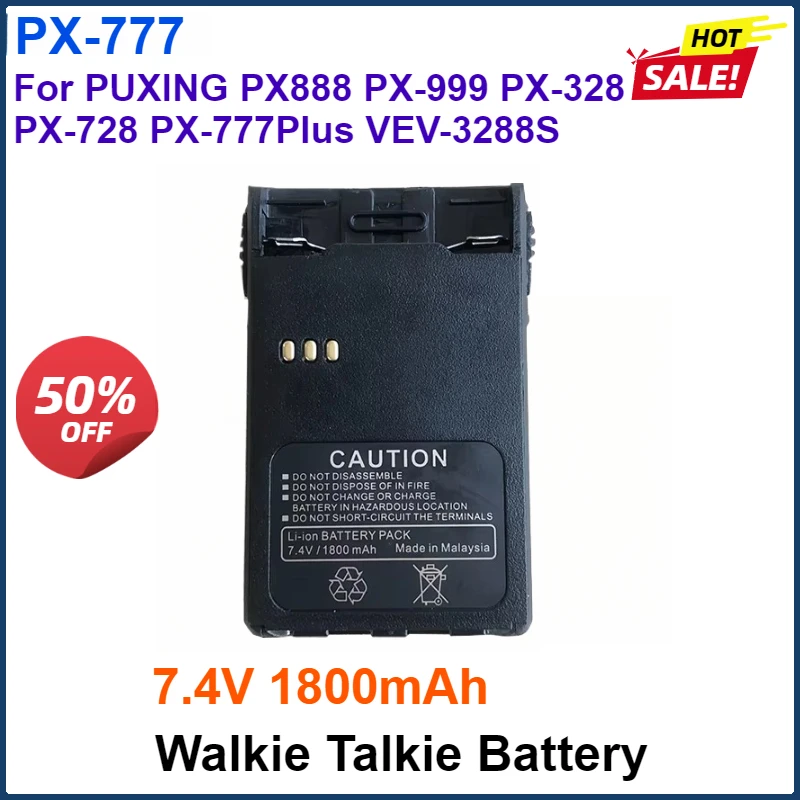 

7.4V 1800mAh PUXING PX-777 Walkie Talkie Li-ion Battery For PX777 PX888 PX-999 PX-328 PX-728 PX-777Plus VEV-3288S Two Way Radios