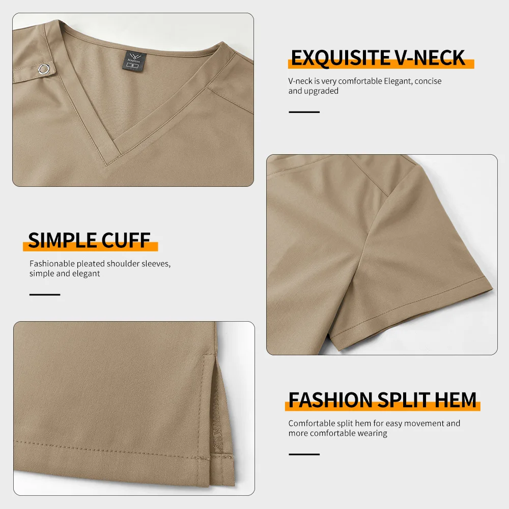 Tandheelkundige Ziekenhuis Handwasjas met korte mouwen Elastische Operatiekamer Scrubs Uniformen Vrouwen V-hals Anesthesist Medische Uniformen