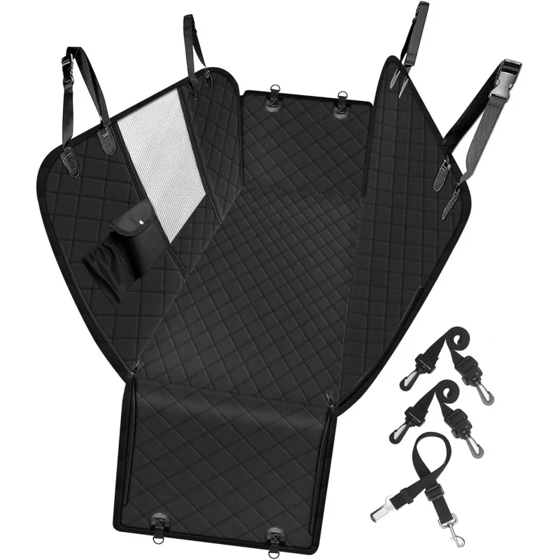 

Водонепроницаемый чехол на автомобильное сиденье для собак с сетчатым карманом для хранения окна, нескользящий, устойчивый к царапинам, сверхпрочный чехол-гамак для автомобилей