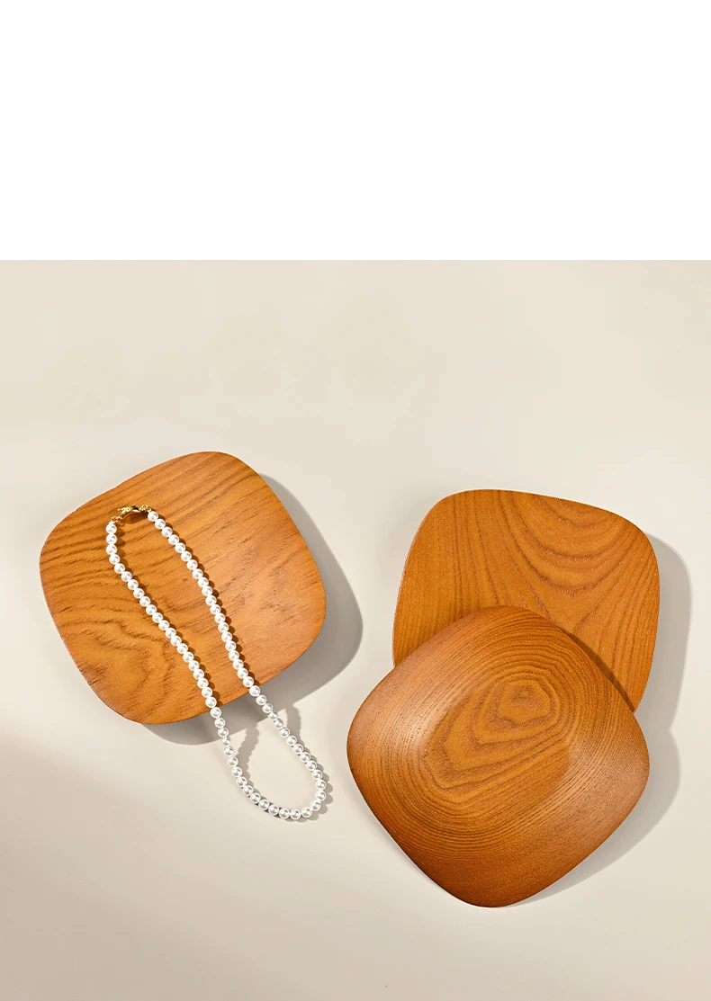 Oirlv Holzschmuck-Präsentationstablett - Natürliches Holzmaserungsdesign, ideal zur Präsentation von Schmuck, Halsketten und kleinen Accessoires. – Detail 8