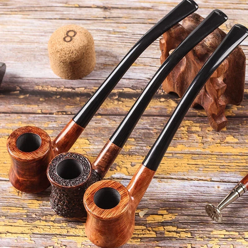 Smoking Pipe BriarWood Pipe Long Stem Briar Pipes Churchwarden 3MM Metal Filters Hot Sale Free Smoking Tools