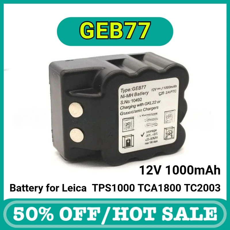 

1000mAh GEB77 Rechargeable Battery Replacement for LEICA TPS1000 TCA1800 TC2003 TC400-905 439149 Total Station Bateria 12V