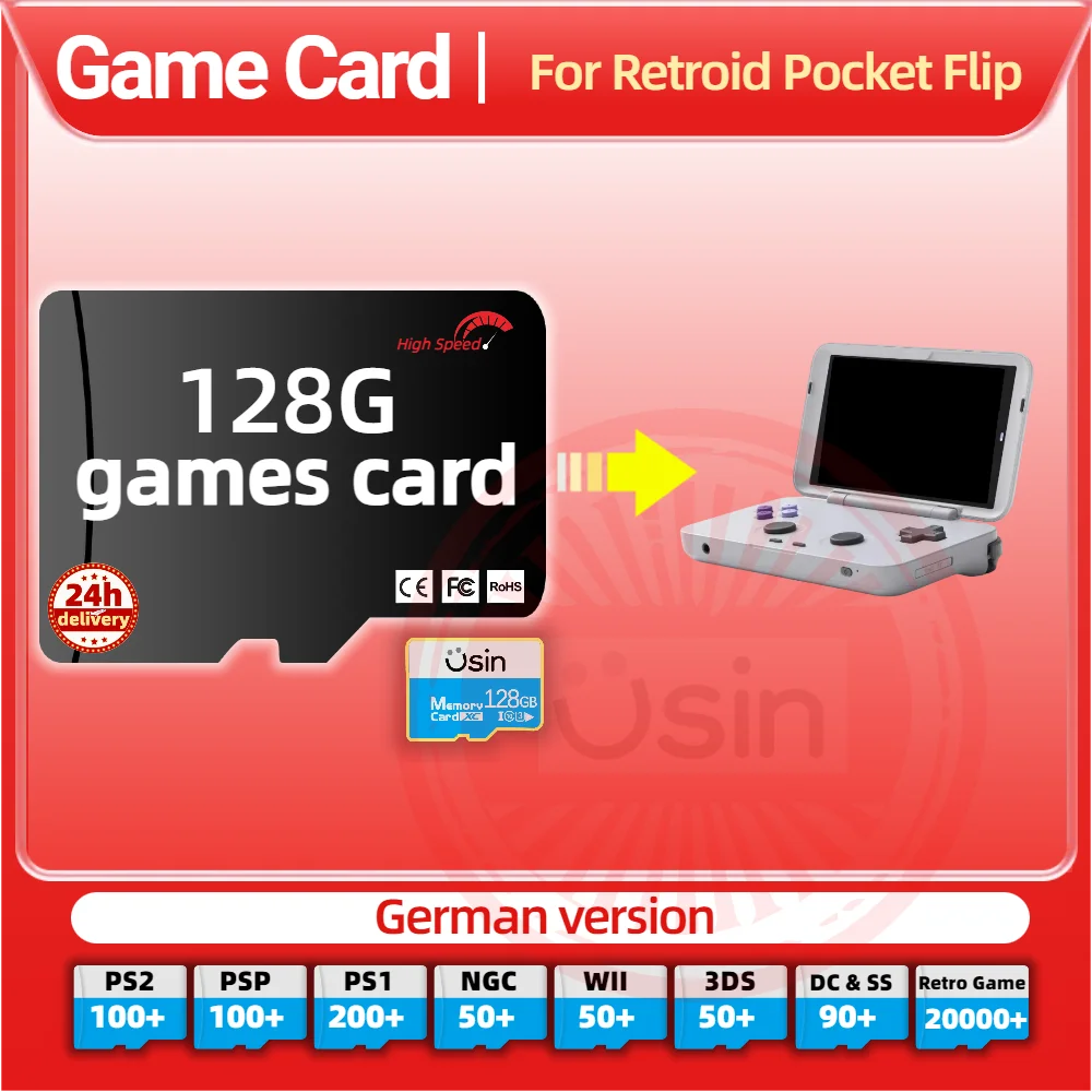 Memory Game Card For Retroid Pocket Flip 5 German Version Retro PS2 PSP Games Android Gaming portable Console SD TF H-Speed 128G