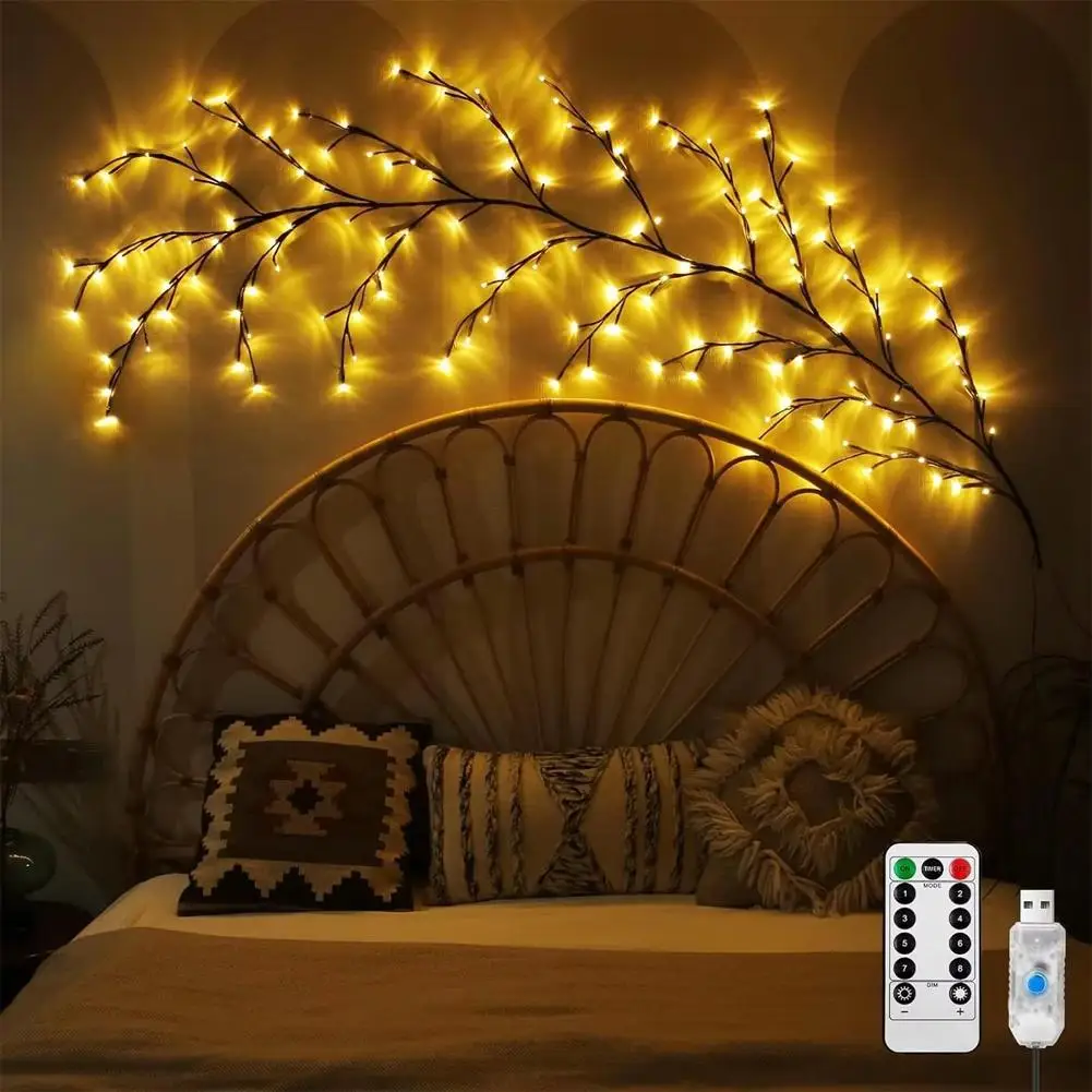 LED Willow Vine Lights Bendable Branch String Light Realistic Tree Vine Wall Light For Home Bedroom Room Decor Lamp
