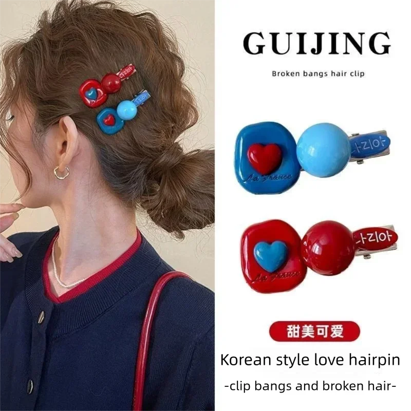 

Cute red cherry hollow hairpin female 2025 new exquisite broken hair bangs clip side duck bill clip