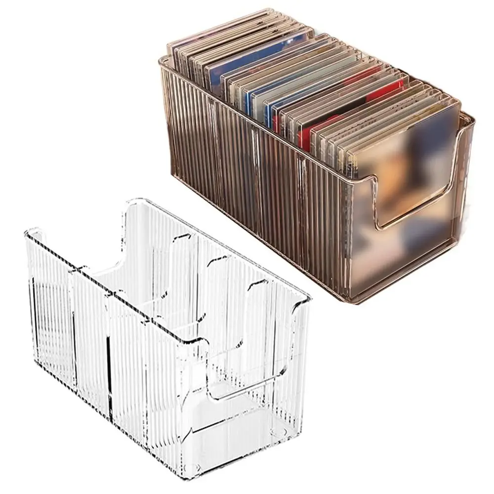 Detachable Divider Vinyl Record Display Boxes Spacious 4 Compartment Clear DVD Holder Non-slip Easy To Clean CD Album Organizer