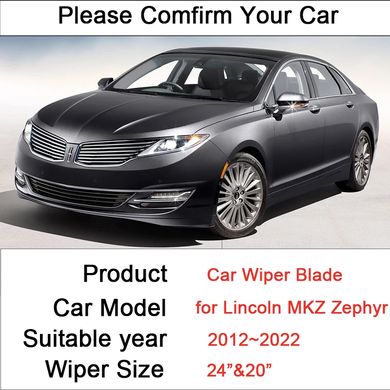 Car Front Windshield Window Wiper Blades for Lincoln MKZ Zephyr 2012~2022 2017 2018 2019 2020 Frameless Silent Rubber Accessorie