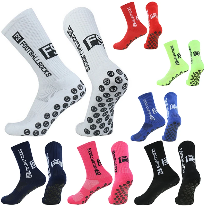 2024 New Style FS Football Socks Round Silicone Suction Cup Grip Anti Slip Soccer Socks Sports Men Women Baseball Rugby Socks