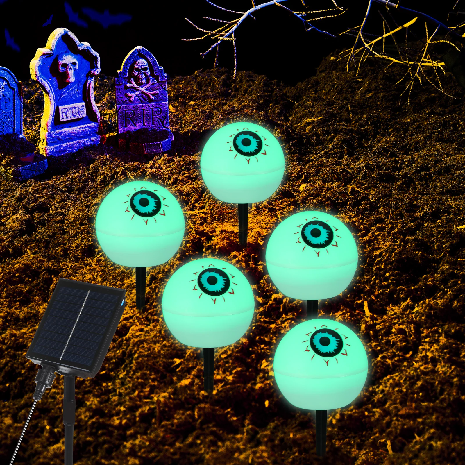 

Halloween Decorations Outdoor Spooky Eyeball Lights Solar Stake For Garden Pathway Led Solar Powered Scary Lights