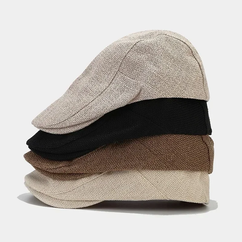 Cotton and Linen Beret Men's and Women's Cap Japanese Artsy Retro Casual Painter's Hat Men's Fashion Forward Hat Outdoor Travel