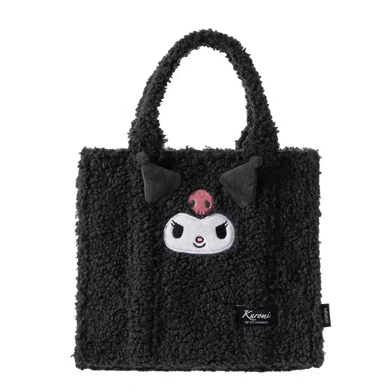 Bolso de mano de felpa MINISO Sanrio Kulomi, bolso de hombro para perro canela, bolso bonito para niña