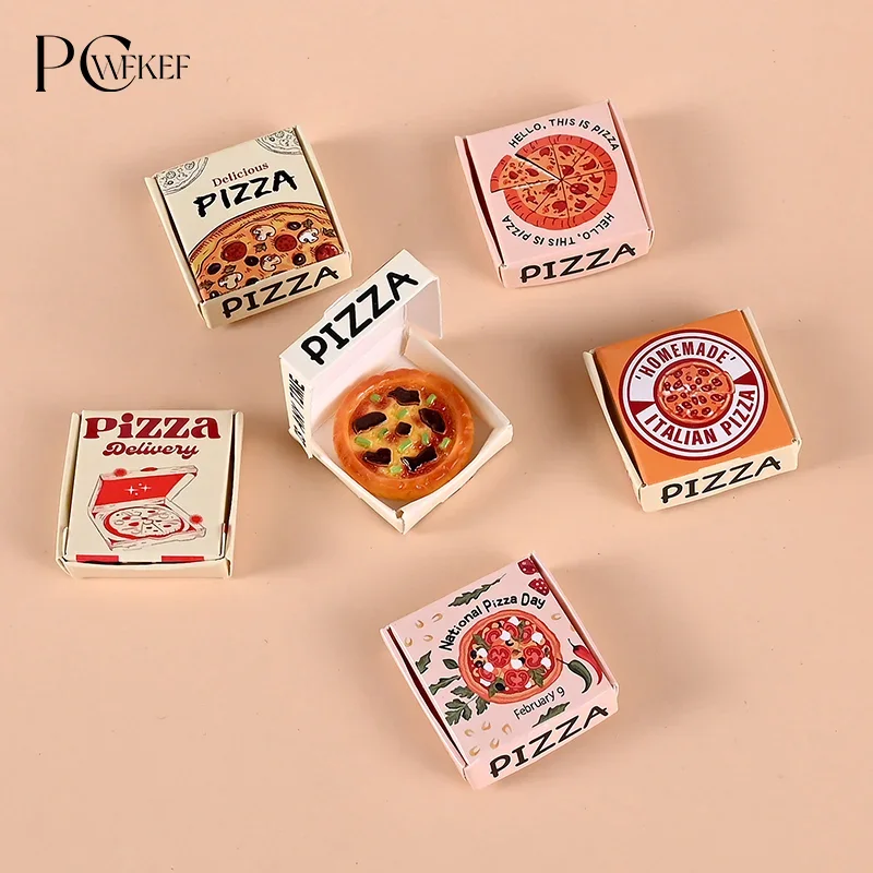 6 Stück Puppenhaus Miniatur Pizza oder Verpackung Box Modell Küche Essen Dekor Spielzeug Puppenhaus Zubehör