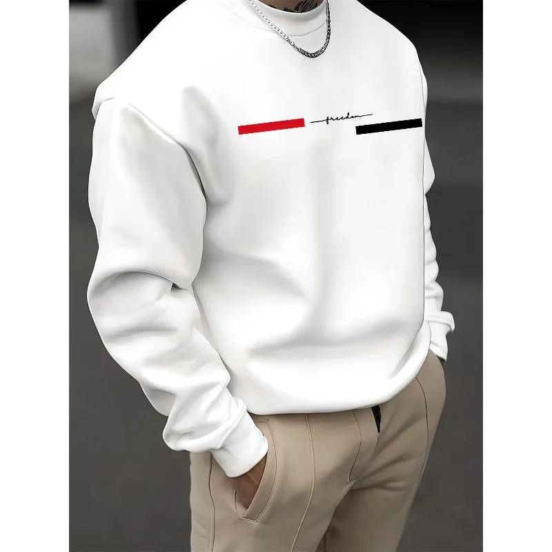 Men's Autumn Winter Waffle Knit Graphic Sweatshirt Casual Long Sleeve Multi Color Basic Line Top