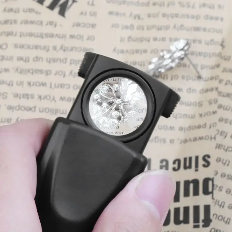 10X LED Folding Magnifier Mini Pocket Microscope Lens Jewelry Reading Magnifier