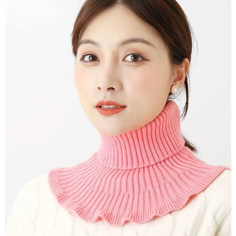 Warm Knitted Collar Scarf Women Turtleneck Knitted False Fake Collar Detachable Scarf Warm Winter Windproof  Wrap Scarf Ruffles