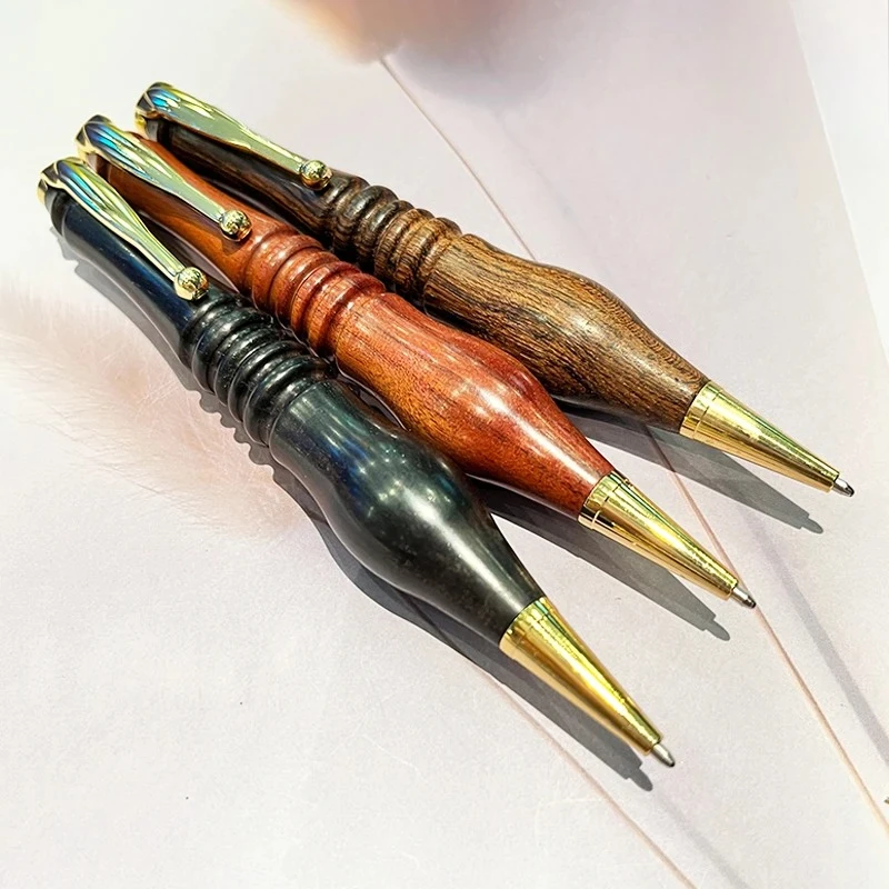 

905 Unique Shape Handmade Ballpoint Pen Handcrafted Tiger Wood/Sour wood/Ebony for Writing Office Products Staff School Teacher korean stationery bolígrafo multicolor office accessories cute pens school supplies