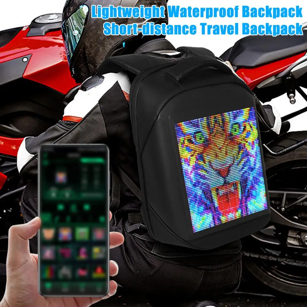 15.6-inch Programmable LED Backpack Bluetooth-compatible Controlled Light Up Daypack with Custom Display Unisex Laptop Bag