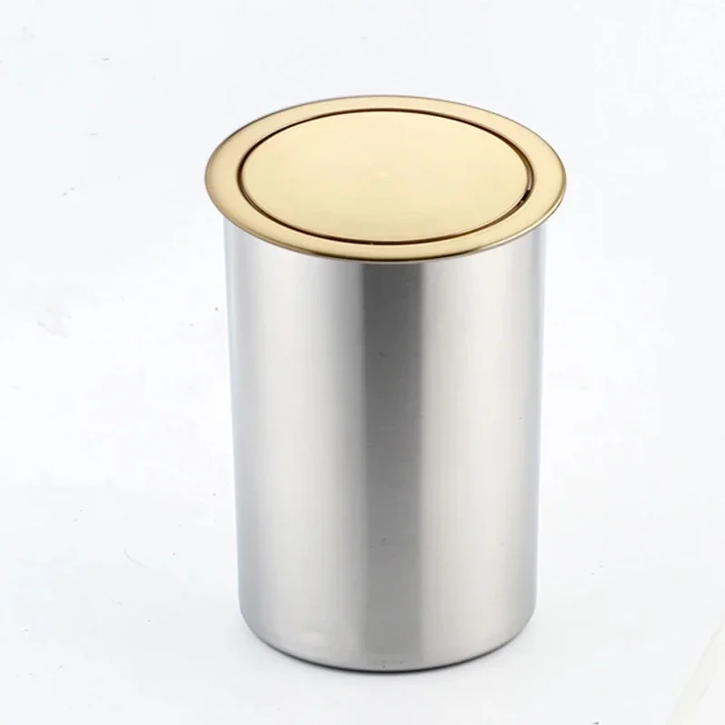 Kitchen Cabinet Recessed Countertop Stainless Steel Trash Can,Balance Swing Flap Lid Garbage Bin for Restaurant/Hotel/Office