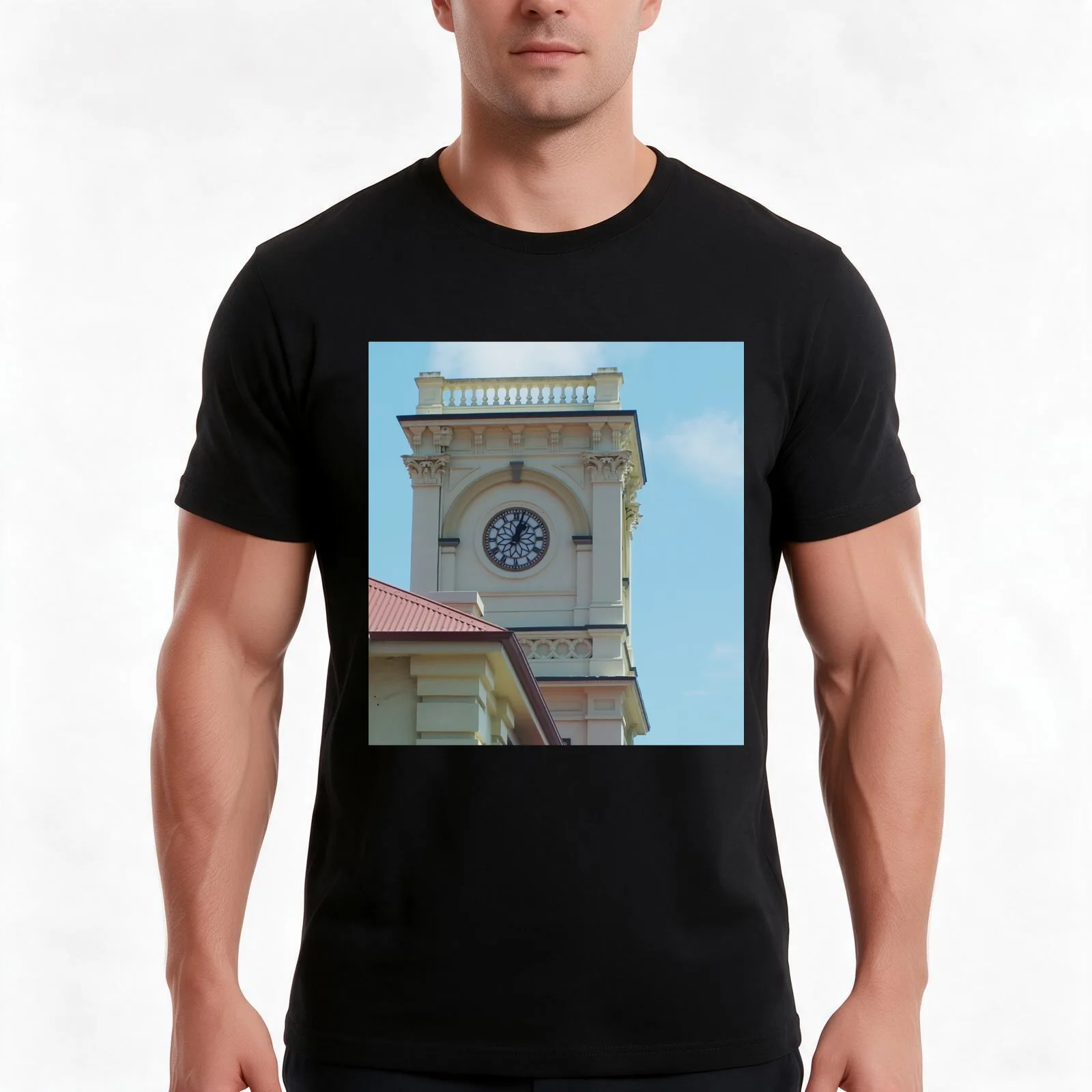 Clock Tower Maryborough Queensland Australia T-Shirt, Summer Casual Cotton Tee, Oversized Streetwear Tops, Vintage Graphic Print