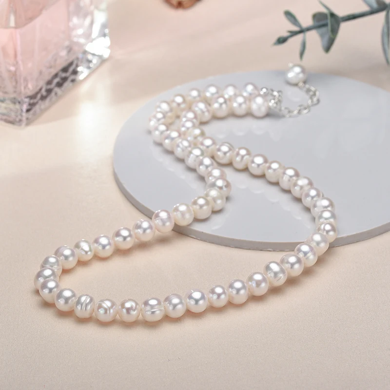 

6-7mm Freshwater Cultured Pearl Necklace for Women, Real Chokers Pearl Necklace, Women's Sterling Silver Pearl Strand Necklaces