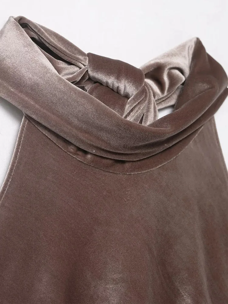 

HH Женский зимний модный шелковый атласный топ с асимметричной лямкой на шее, женский элегантный сексуальный короткий топ с открытой спиной и бантом, украшенный бантом