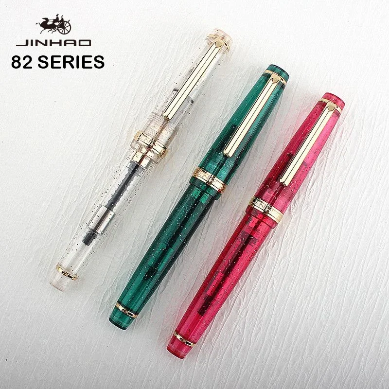 jinhao 82 serie caneta tinteiro acrilico ef f m 10 nib negocios escrita canetas de tinta clipe de ouro material de escritorio escolar canetas para escrever 01