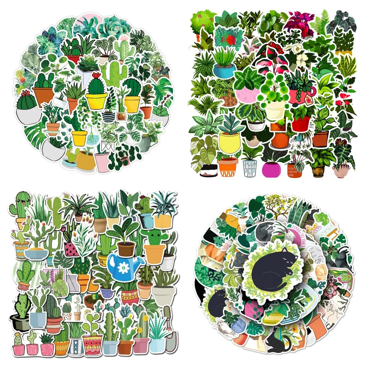 10/30/50PCS Cartoon Plant Potted Stickers Graffiti Luggage Cell Phone Car Personalized Wall Stickers Toys Decoration Wholesale