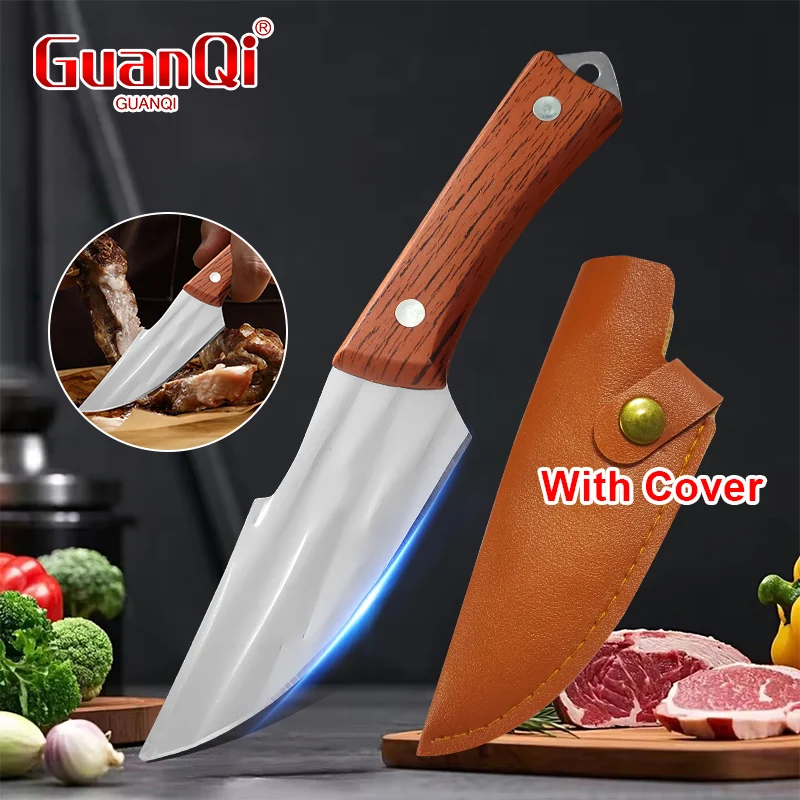 Stainless Steel Sharp Kitchen Boning Knife Meat Cleaver BBQ Slicing Fish Fruit Knife Plastic Handle Hand-forged Kitchen Butcher