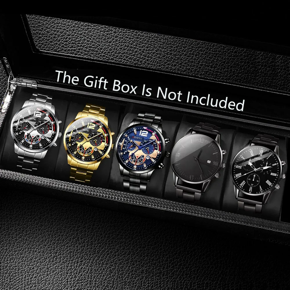 5-piece high-quality vacation-style watch set, men's business-casual watches, sophisticated watches