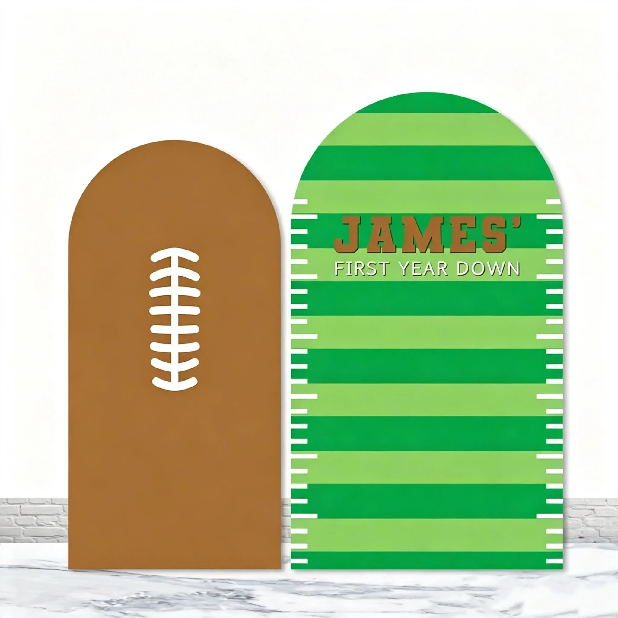 Custom Double-Sided First Year Down Baby Shower Arch Backdrop Cover Football Field Birthday Party Photobooth Background