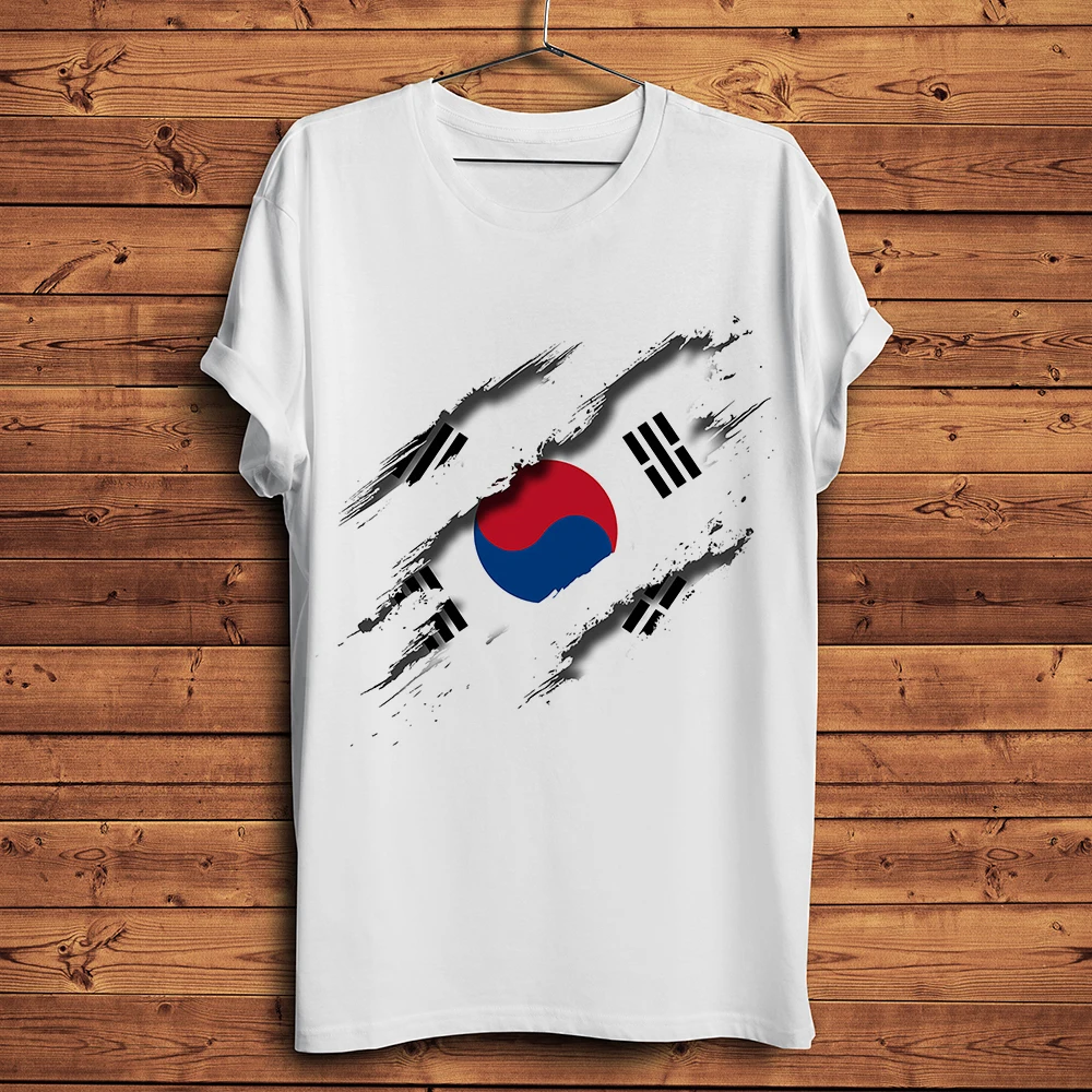 Camiseta con estampado 3D de la bandera de Corea del Sur, Japón y Australia para hombre, camisa blanca corta informal, ropa de calle unisex