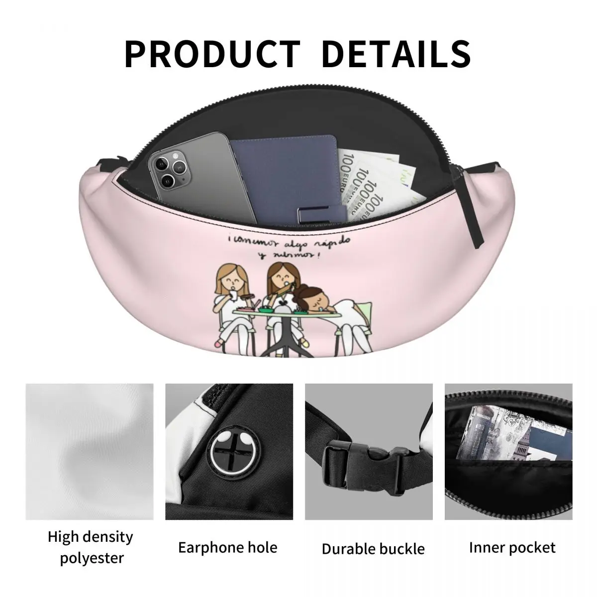 Enfermmera Medical Fanny Bag para Homens e Mulheres, Pacote de Cintura Crossbody Personalizado, Bolsa de Dinheiro Do Telefone, Ciclismo, Camping, Médico, Enfermeira, Enfermera