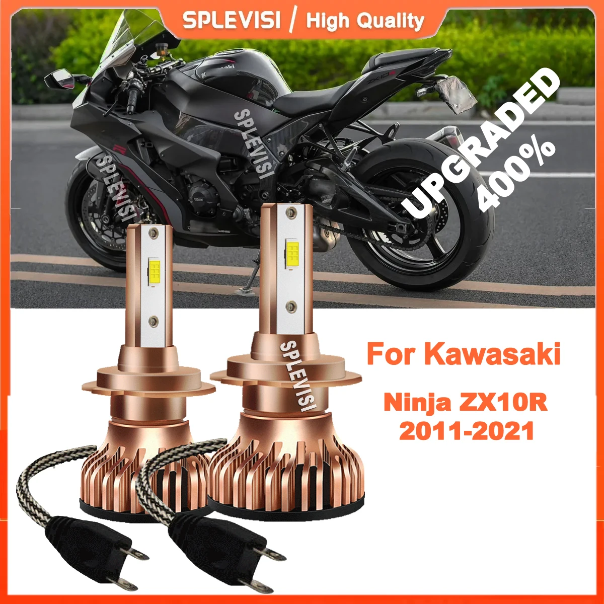 

2x H7 Motorcycle LED Headlight Motorbike Lamp CSP 360° Lighting For Kawasaki Ninja ZX10R 2011-2021 2011 2012 2013 2014 2015 2016