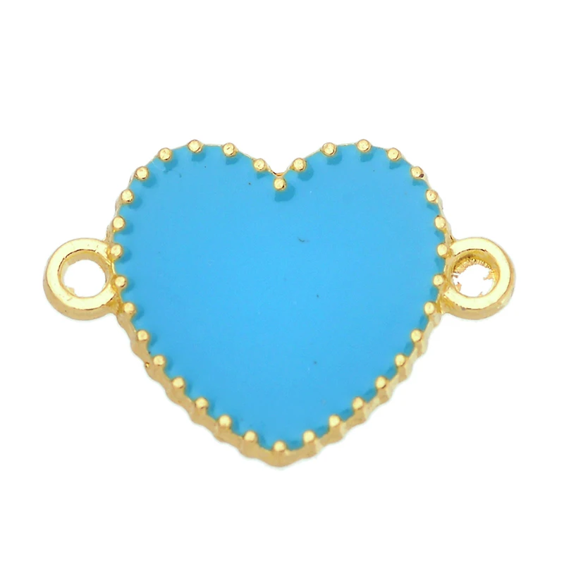 10 Colors 20*14MM Cute Enamel Heart Jewelry Connector Charm Pendant for Couple Bracelet DIY Jewelry Making Accessories Ornament