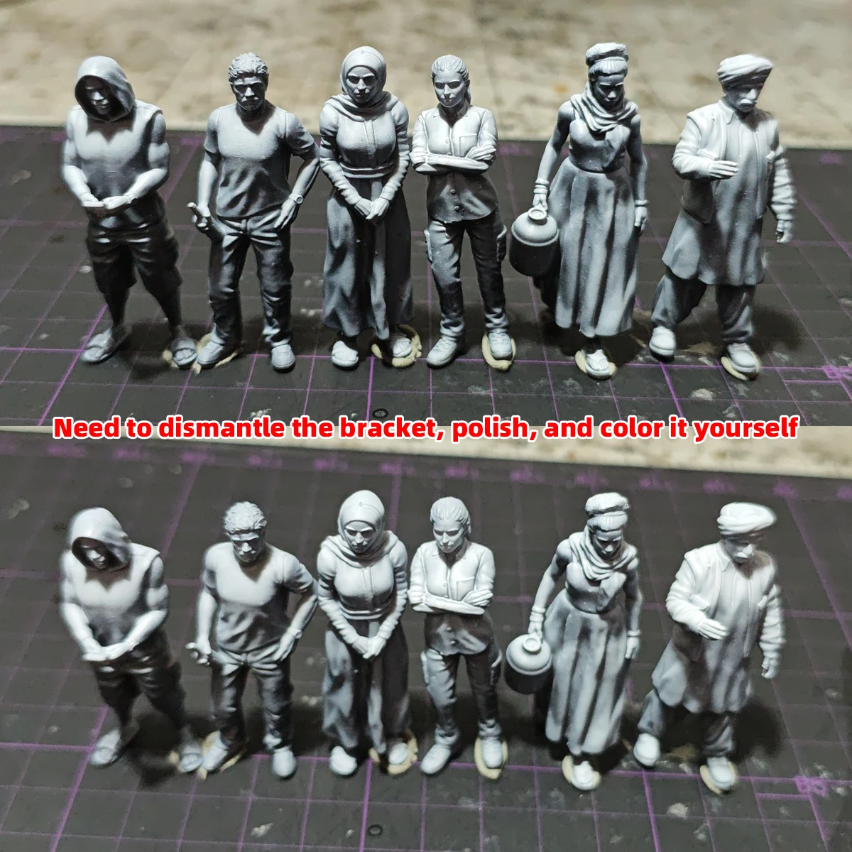 1/35 1/43 1/48 1/64 1/72 1/87 HO Maßstab Modellbausatz 3D Harz Miniatur Soldatenfiguren Diorama Unbemalt Zivilisten aus dem Nahen Osten DIY – Detail 4
