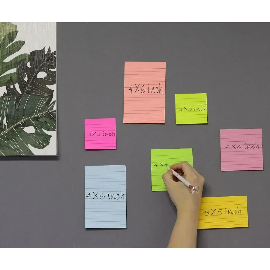 8 Pads of Lined Sticky Notes 4x6 in Post 8 Colors SelfStick Notes Pad with Bright and Colorful Big Rectangular Design for Offic