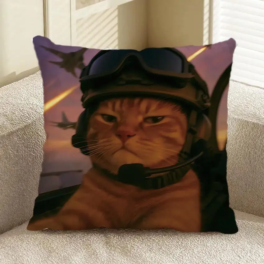 Cute Cartoon Cat Elderly Kitten round Head Pillow Cushion Cover - Home Decor Creative Gift Cat Theme Decorative Pillowcase