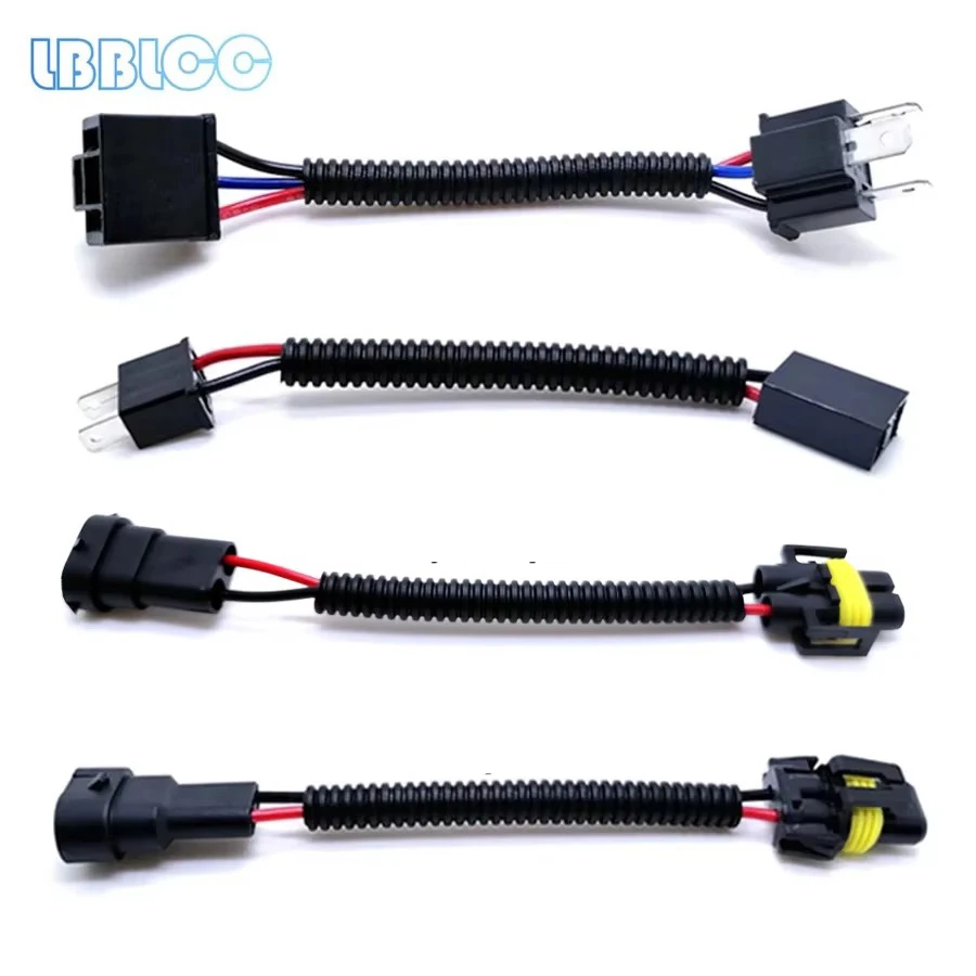 2x H4 H7 H11 9005/9006 Wiring Harness Connector Adapter Male Female Bulb Socket Extension Cable Car Headlight Fog Light Wire Kit