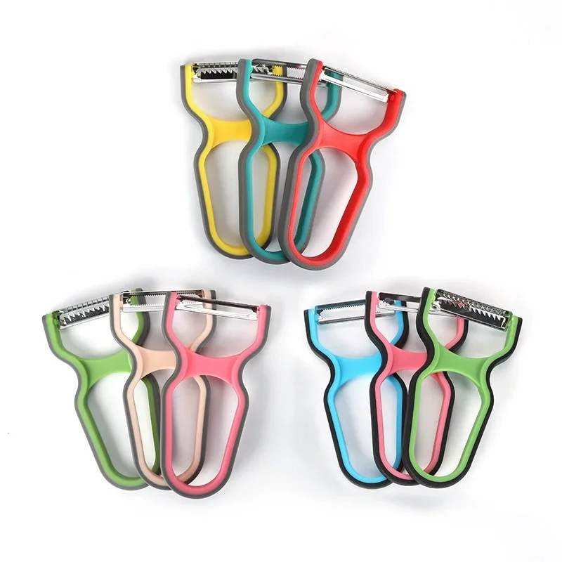 3 unids/set pelador de alimentos de acero inoxidable mango antideslizante herramientas de pelado de cocina Manual rallador de zanahoria accesorios de cocina