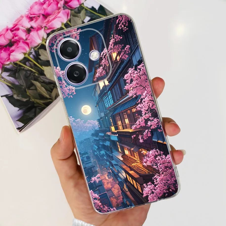 For OPPO A3 4G 2024 Case CPH2669 Shockproof Cover Cute Cartoon Cat Silicone Clear Phone Cases For OPPO A3x 4G A20 A40 A40M Funda image 5