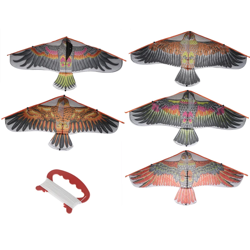 1M Platte Eagle Kite Met 30 Meter Kite Lijn Kinderen Vliegende Vogel Vliegers Windzak Outdoor Speelgoed Voor Kinderen Gift tuin Doek Speelgoed