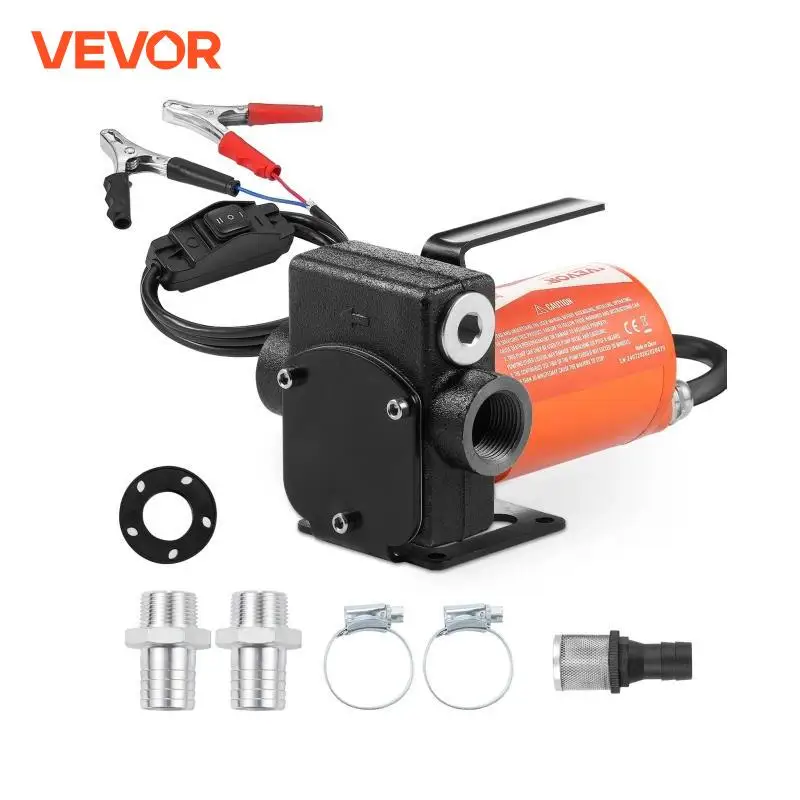 VEVOR Fuel Transfer Pump 12V DC Portable/Gear-Type Electric Diesel Transfer Pump for Gasoline Diesel, Kerosene, Methanol Blends