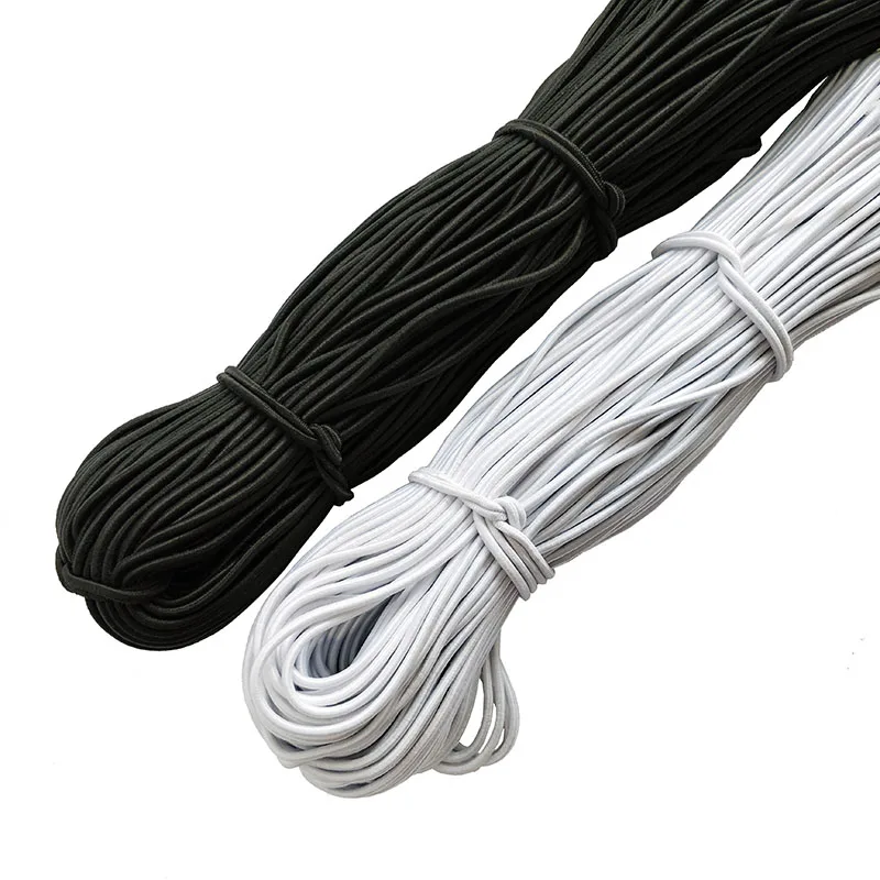 L: 5 ~ 400 متر 0.5/0.8/1/1.5/2/2.5/3.5/4/5/6/8/10 مللي متر حبل مرن قوي أبيض/أسود حبل مرن عالي الجودة للحرف اليدوية ذاتية الصنع #4