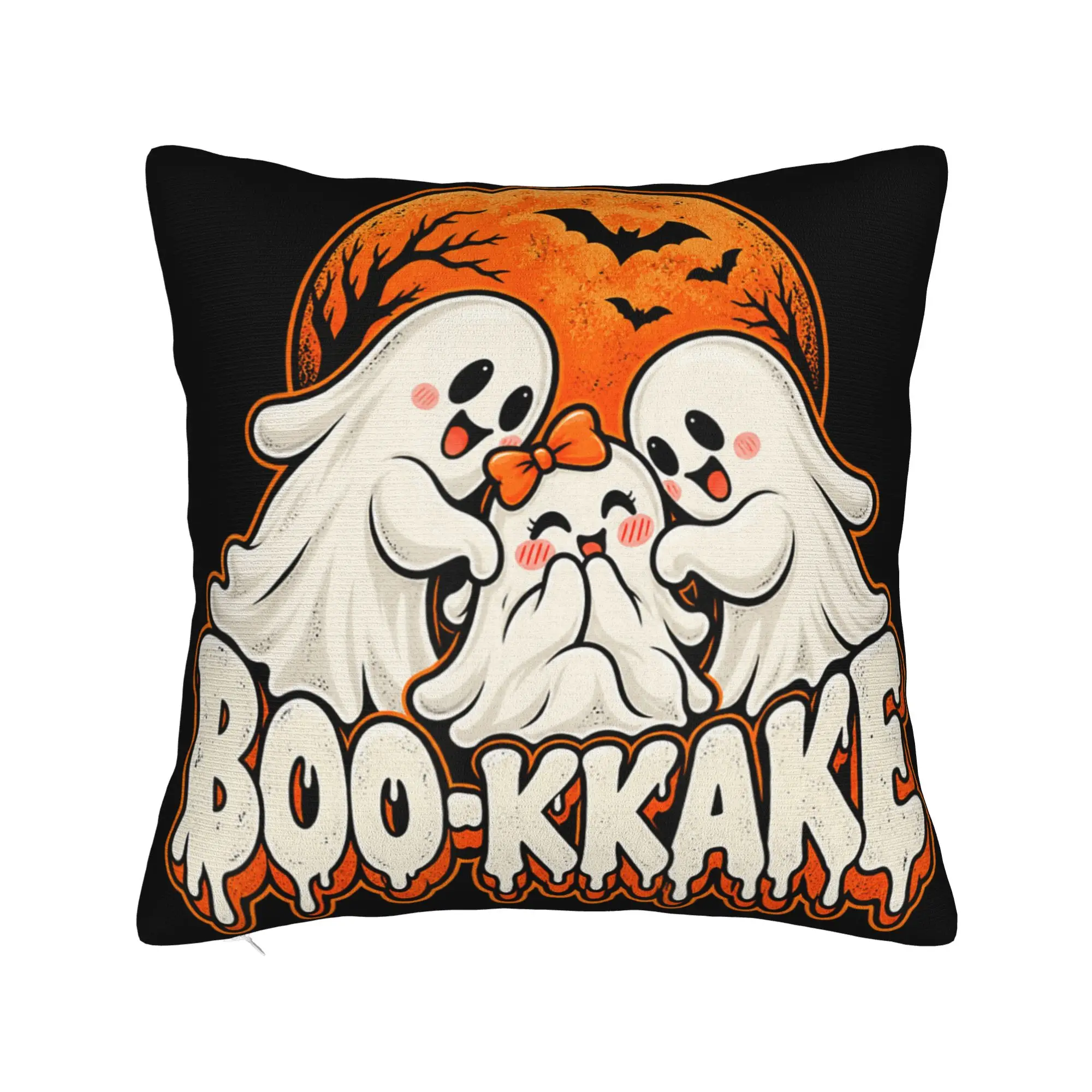 Boo kkake Funny Halloween Ghost Spooky Seasons Horror Pillow Case  Graphic Pillow Cover Trendy Pillowcases For Living Room Sofa
