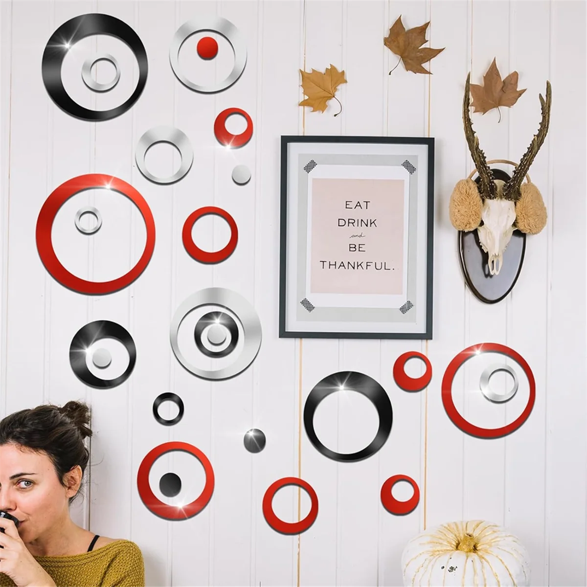 

72Pcs Wall Stickers Acrylic Circle Mirror Removable Round Dots Mirror Wall Decoration Wall Decals Murals for Living RoomJAS